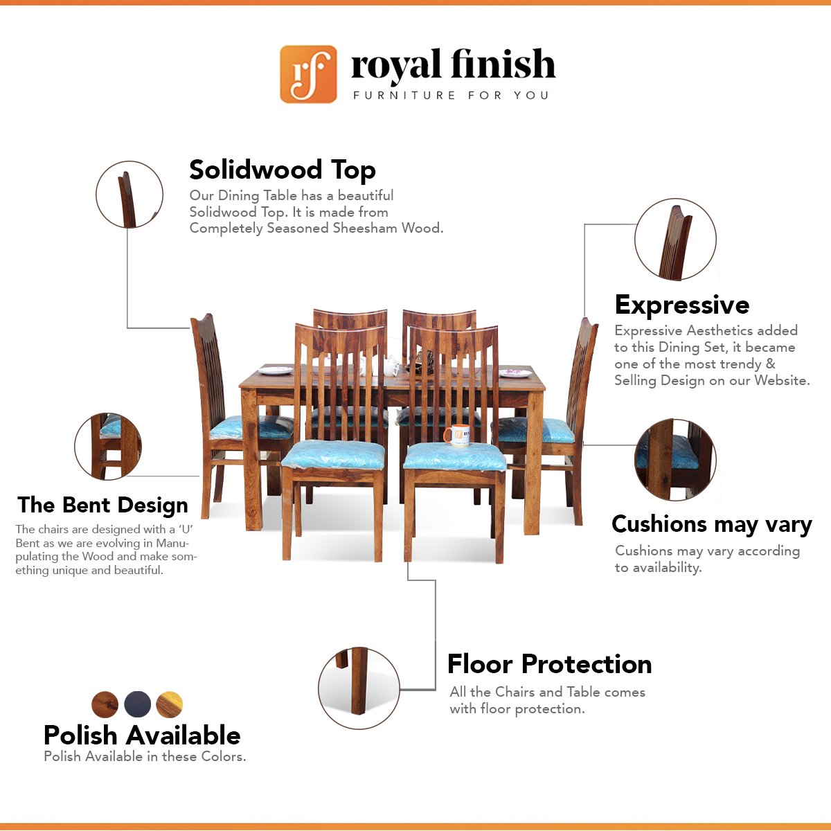 Thecsr Serene 6 Seater Dining Set in Natural Premium Furniture