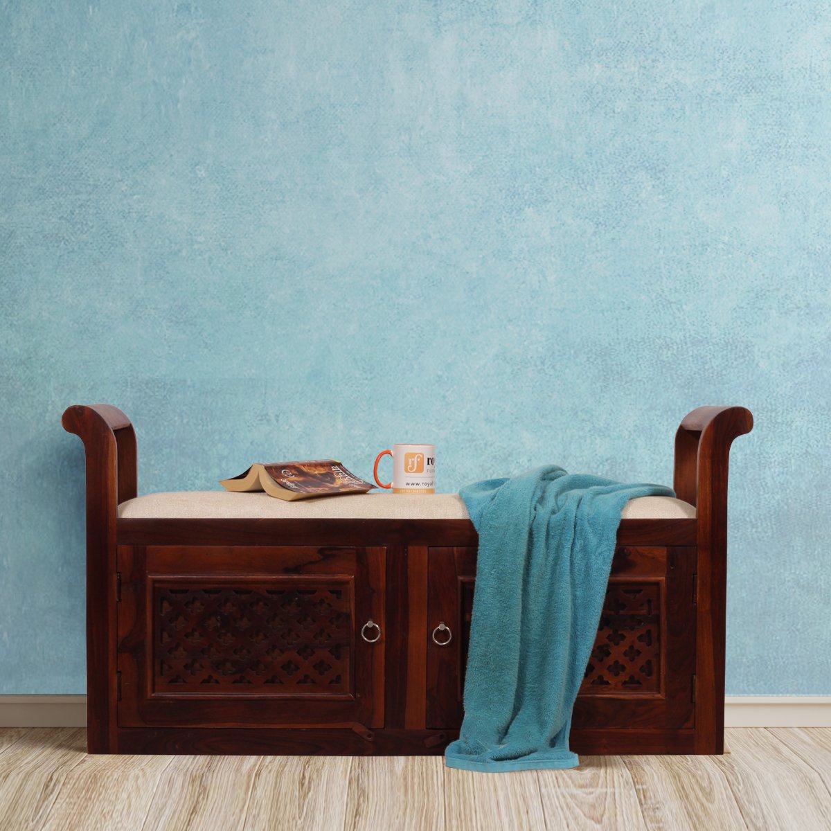 Thecsr Carvo Seethi With Storage In Natural Colour In Sheesham Wood