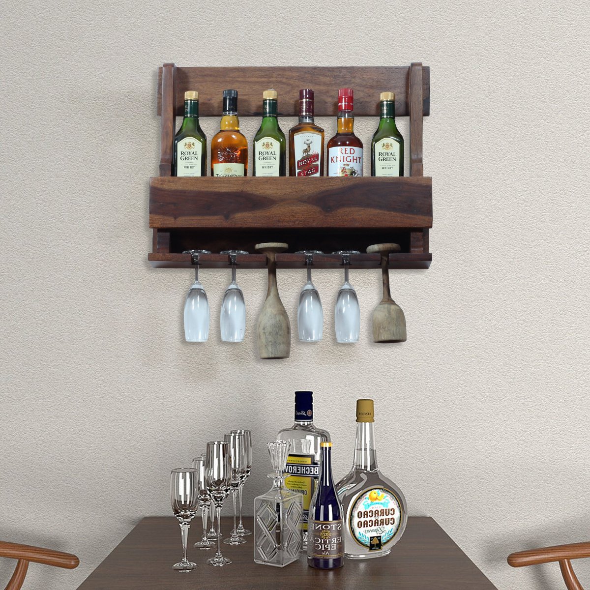 Thecsr Furlanko Mini Bar in sheesham in Natural colour(Without Plateform)