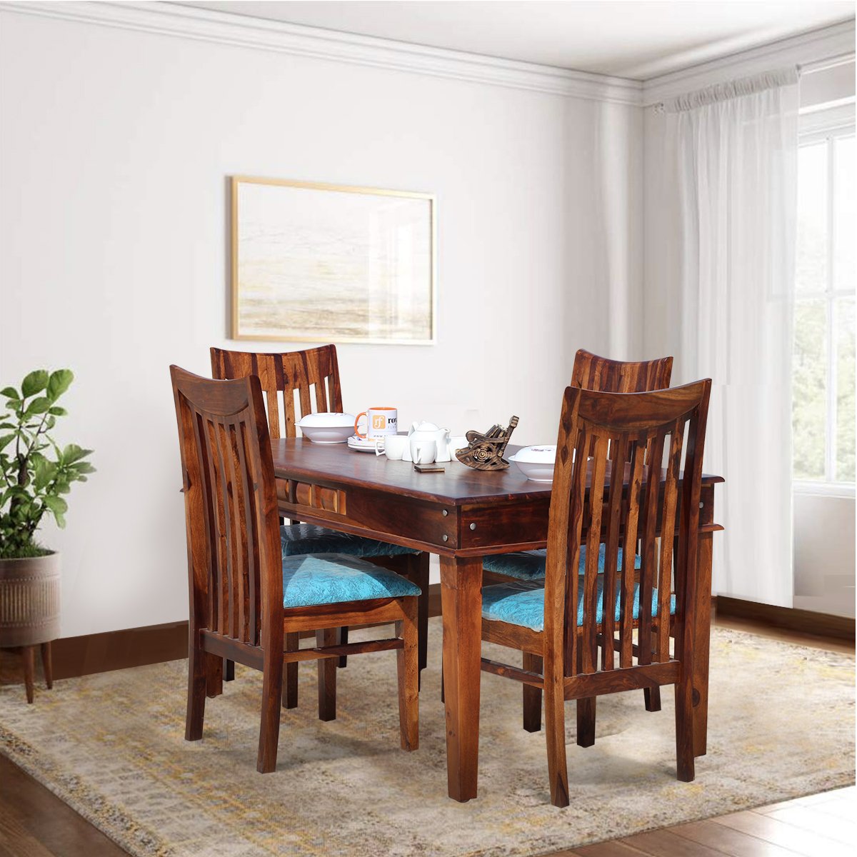 Thecsr Wingo  Dining in Sheesham with Natural Color Matte Finished