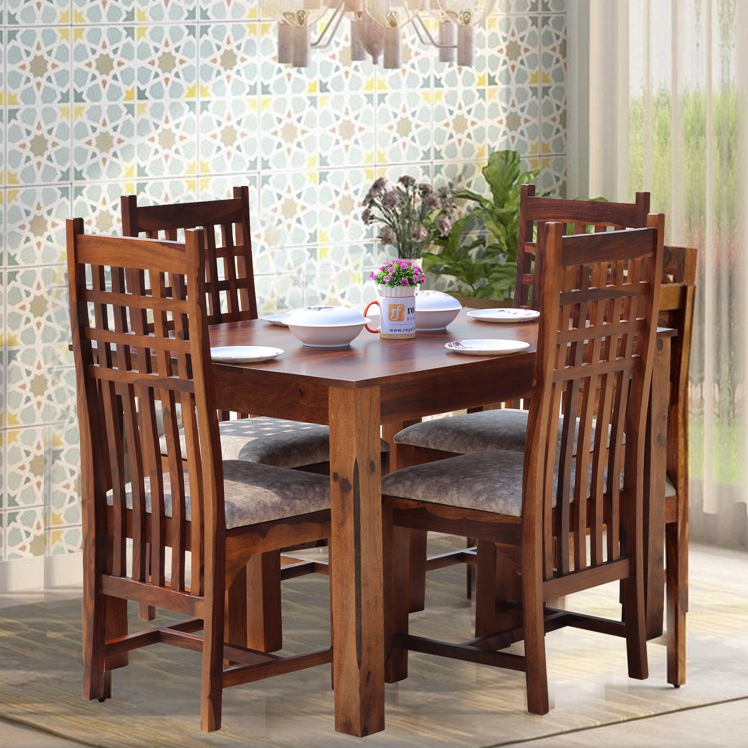 Thecsr Vettori 4 Seater Dining Set in Natural Furniture Sheesham Wood